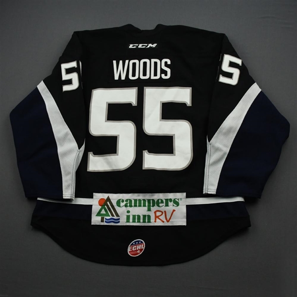 Justin Woods - 2018-19 Icemen Regular Season - Black -  Game-Worn Jersey 
