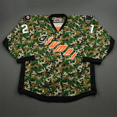 Jesse Boulerice - Game-Worn Flyers Alumni Camouflage Autographed Jersey - Worn June 27, 2021