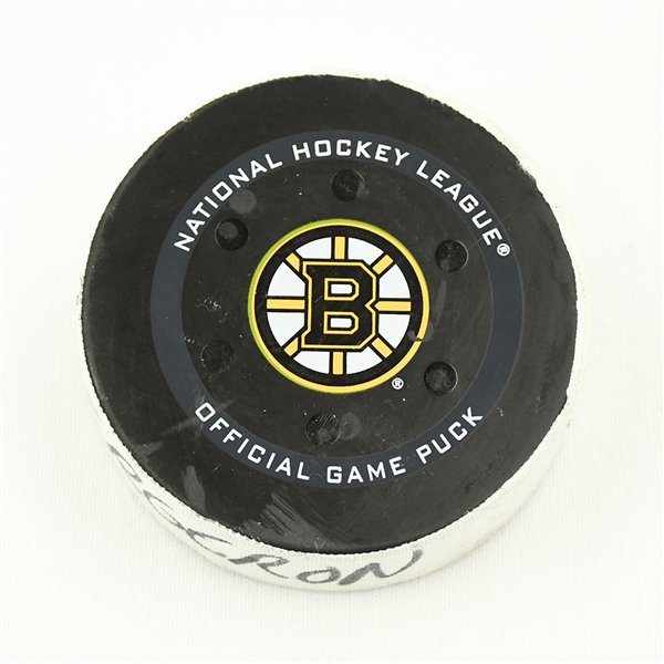 Patrice Bergeron - Boston Bruins - Goal Puck - November 9, 2021 vs. Ottawa Senators (Bruins Logo)