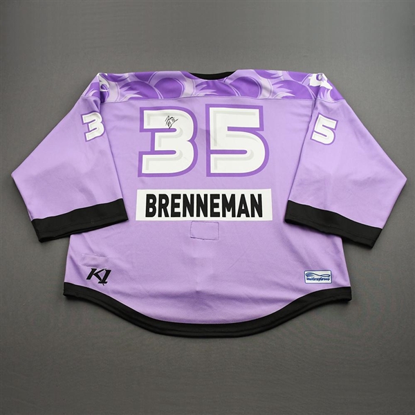 Jenna Brenneman - Game-Worn Hockey Fights Cancer (Back-Up Only) Autographed Jersey - Worn Dec. 18, 2021 