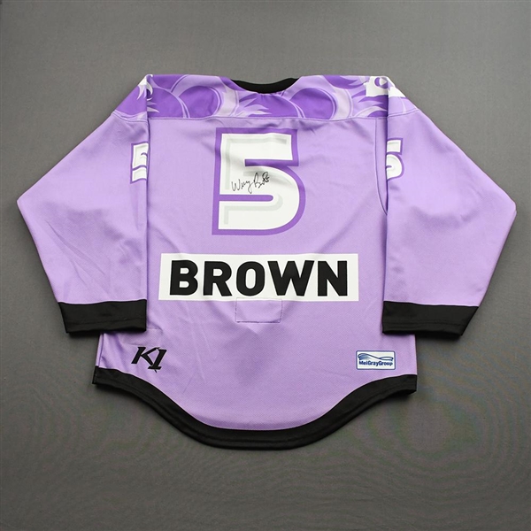 Winny Brodt Brown - Game-Worn Hockey Fights Cancer Autographed Jersey w/C - Worn Dec. 18, 2021