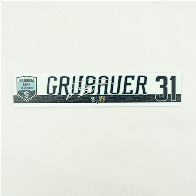 Philipp Grubauer - Seattle Kraken - Inaugural Game - Autographed Locker Room Nameplate