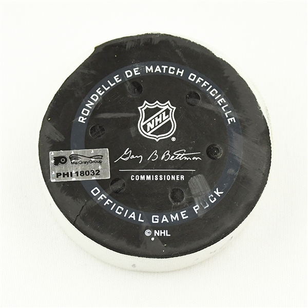 Sean Couturier - Philadelphia Flyers - Goal Puck - November 2, 2021 vs. Arizona Coyotes (Flyers Logo)