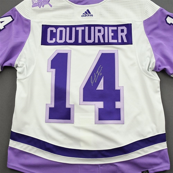 Sean Couturier - Warm-Up Worn Hockey Fights Cancer Autographed Jersey - November 18, 2021