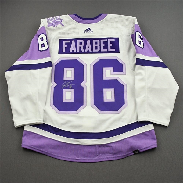 Joel Farabee - Warm-Up Worn Hockey Fights Cancer Autographed Jersey - November 18, 2021