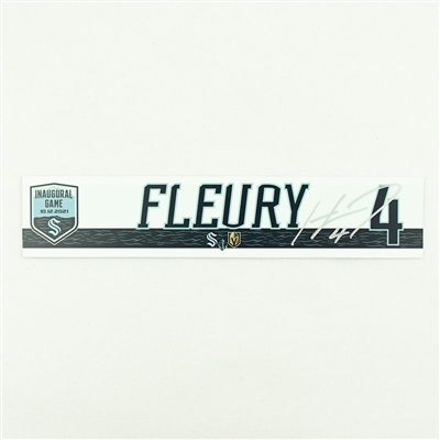 Haydn Fleury - Seattle Kraken - Inaugural Game - Autographed Locker Room Nameplate