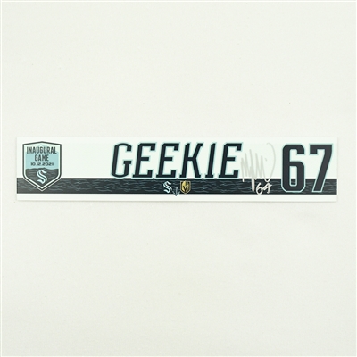 Morgan Geekie - Seattle Kraken - Inaugural Game - Autographed Locker Room Nameplate