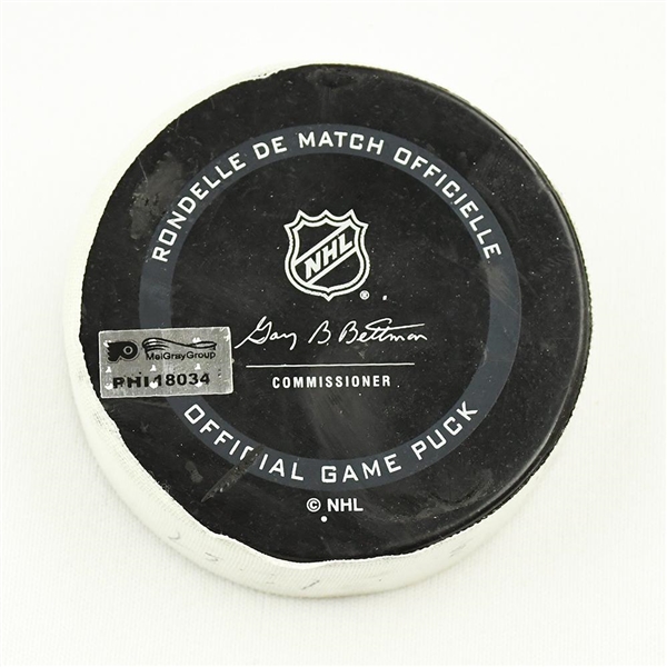 Claude Giroux - Philadelphia Flyers - Goal Puck - November 2, 2021 vs. Arizona Coyotes (Flyers Logo)