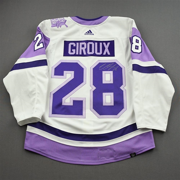 Claude Giroux - Warm-Up Worn Hockey Fights Cancer Autographed Jersey w/C - November 18, 2021