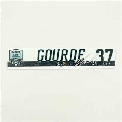 Yanni Gourde - Seattle Kraken - Inaugural Game - Autographed Locker Room Nameplate