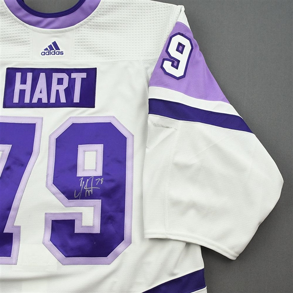 Carter Hart - Warm-Up Worn Hockey Fights Cancer Autographed Jersey - November 18, 2021
