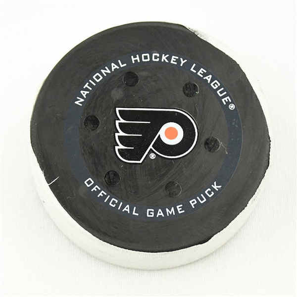 Jonathan Huberdeau - Florida Panthers - Goal Puck - October 23, 2021 vs. Philadelphia Flyers (Flyers Logo)