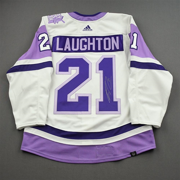 Scott Laughton - Warm-Up Worn Hockey Fights Cancer Autographed Jersey - November 18, 2021