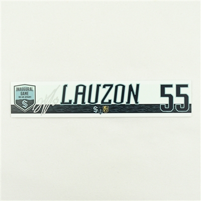 Jeremy Lauzon - Seattle Kraken - Inaugural Game - Autographed Locker Room Nameplate