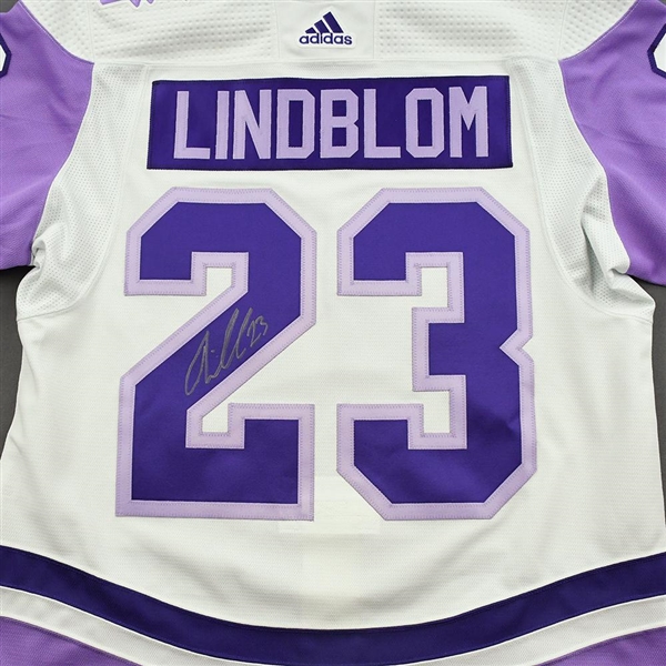 Oskar Lindblom - Warm-Up Worn Hockey Fights Cancer Autographed Jersey - November 18, 2021