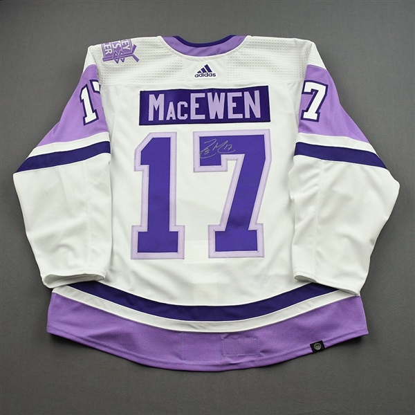 Zack MacEwen - Warm-Up Worn Hockey Fights Cancer Autographed Jersey - November 18, 2021