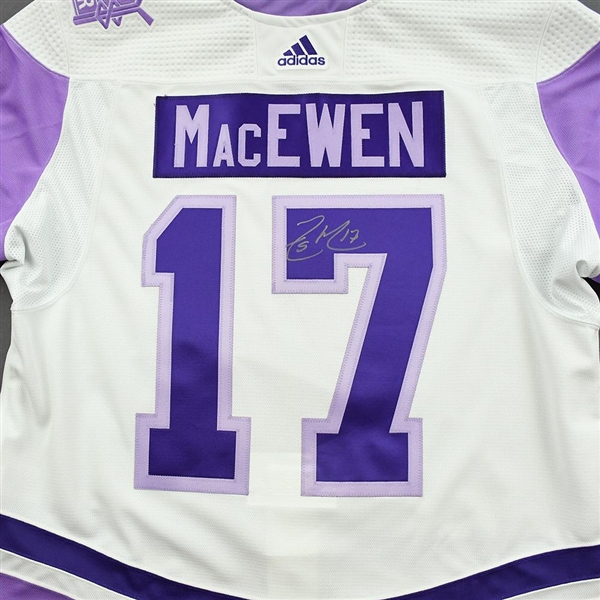 Zack MacEwen - Warm-Up Worn Hockey Fights Cancer Autographed Jersey - November 18, 2021
