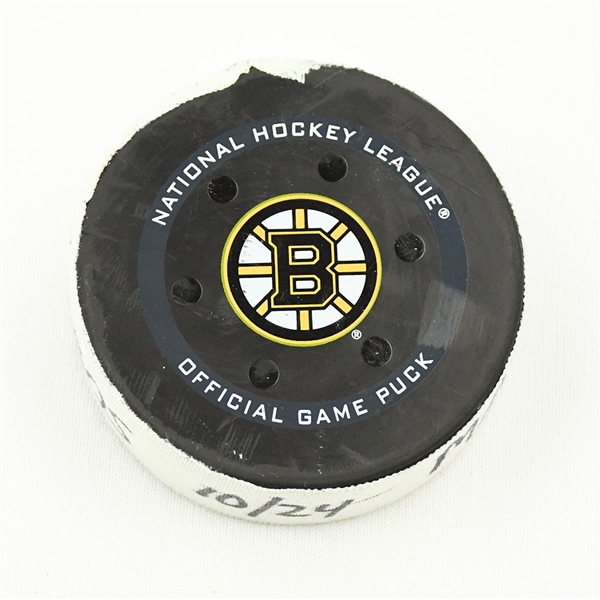 Brad Marchand - Boston Bruins - Goal Puck - October 24, 2021 vs. San Jose Sharks (Bruins Logo)