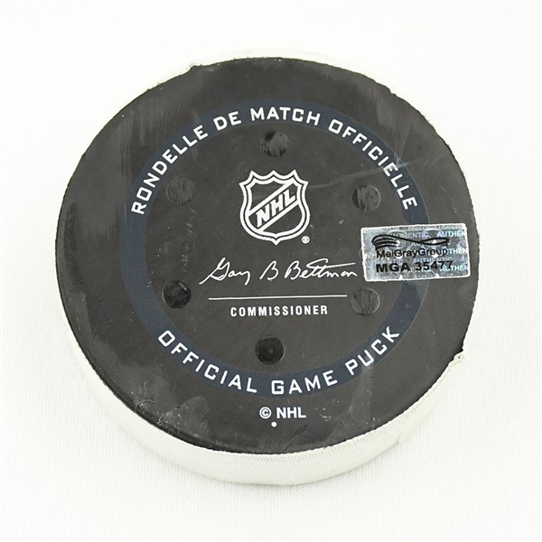 Timo Meier - San Jose Sharks - Goal Puck - October 26, 2021 vs. Nashville Predators (Predators Logo)