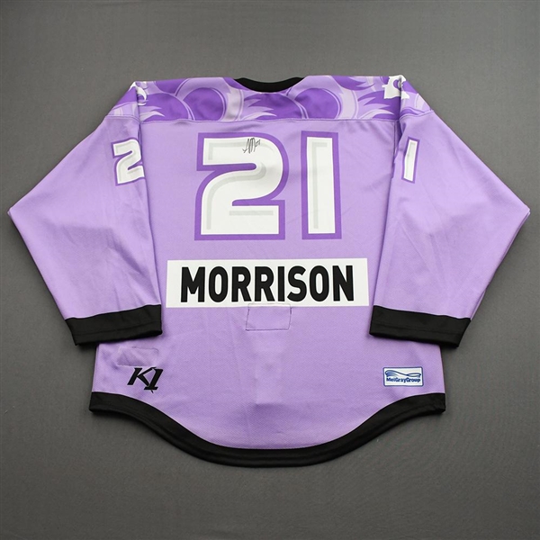 Audra Morrison - Game-Worn Hockey Fights Cancer Autographed Jersey - Worn Dec. 18, 2021