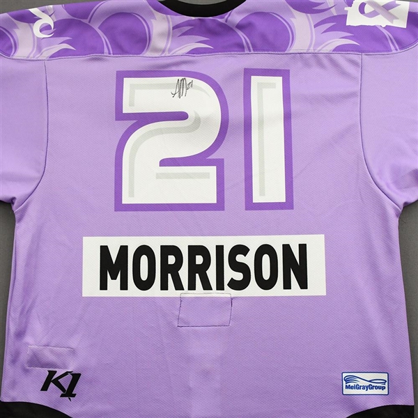 Audra Morrison - Game-Worn Hockey Fights Cancer Autographed Jersey - Worn Dec. 18, 2021
