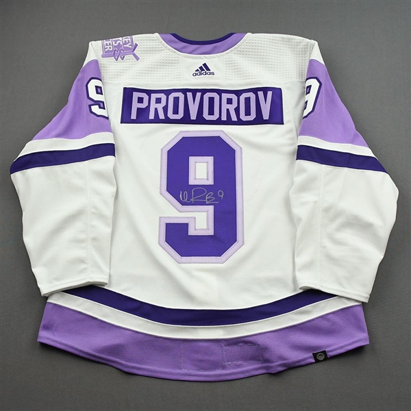 Ivan Provorov - Warm-Up Worn Hockey Fights Cancer Autographed Jersey w/A - November 18, 2021