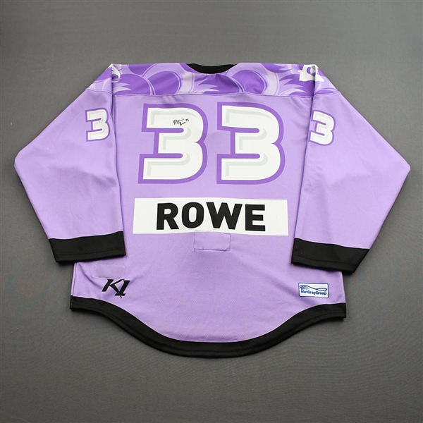 Maddie Rowe - Game-Worn Hockey Fights Cancer Autographed Jersey - Worn Dec. 18, 2021