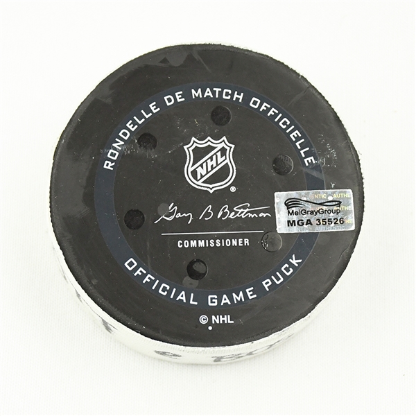 Zach Sanford - Ottawa Senators - Goal Puck - November 9, 2021 vs. Boston Bruins (Bruins Logo)
