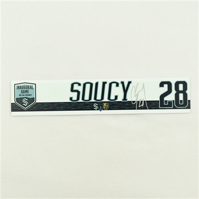 Carson Soucy - Seattle Kraken - Inaugural Game - Autographed Locker Room Nameplate