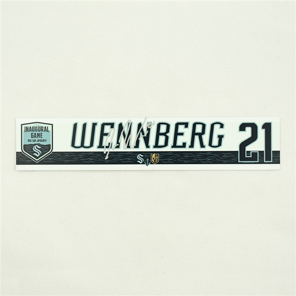 Alex Wennberg - Seattle Kraken - Inaugural Game - Autographed Locker Room Nameplate