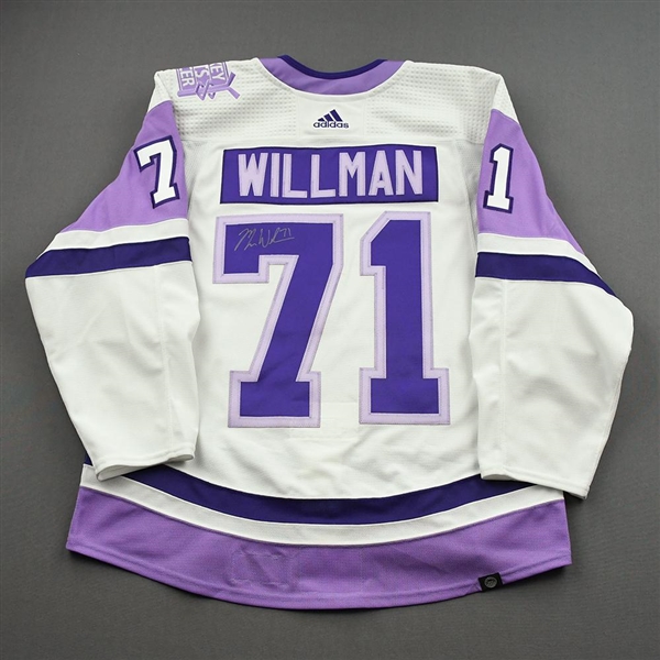 Max Willman - Warm-Up Worn Hockey Fights Cancer Autographed Jersey - November 18, 2021