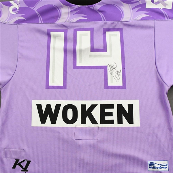 Alex Woken - Game-Worn Hockey Fights Cancer Autographed Jersey - Worn Dec. 18, 2021