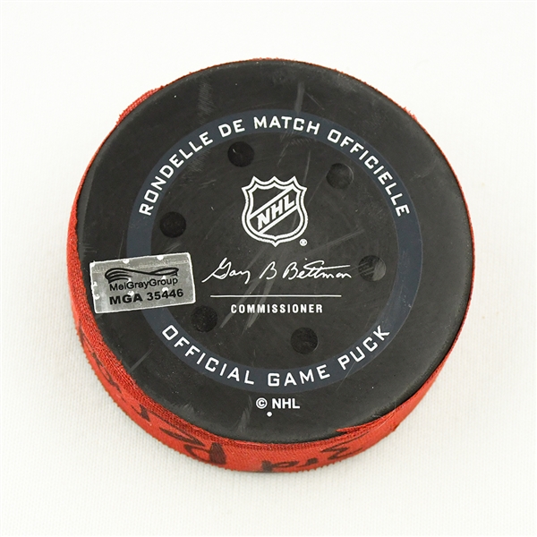 Pavel Zacha - New Jersey Devils - Goal Puck - October 26, 2021 vs. Calgary Flames (Devils Logo)