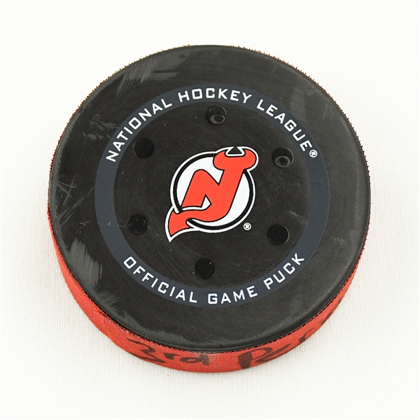 Pavel Zacha - New Jersey Devils - Goal Puck - October 26, 2021 vs. Calgary Flames (Devils Logo)