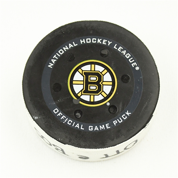 Nikita Zaitsev - Ottawa Senators - Goal Puck - November 9, 2021 vs. Boston Bruins (Bruins Logo)