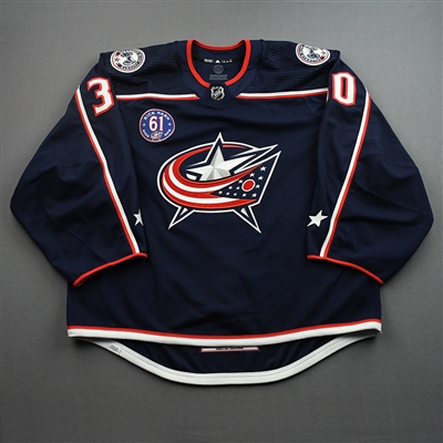 J-F Berube - Game-Worn Jersey w/ Rick Nash #61 Retirement Night Patch -Back-Up Only - March 5, 2022