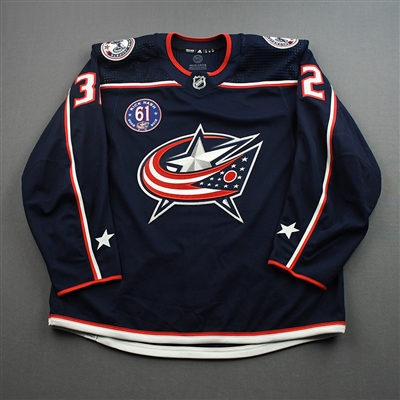 Jake Christiansen - Game-Issued Jersey w/ Rick Nash #61 Retirement Night Patch - March 5, 2022