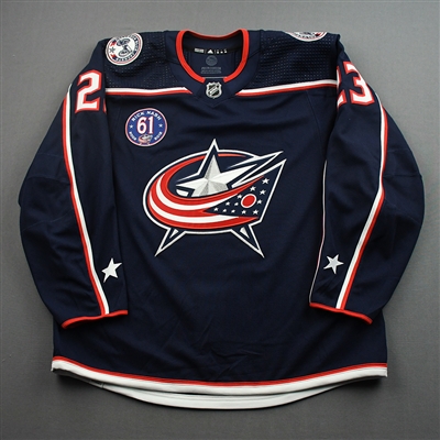 Brendan Gaunce - Game-Issued Jersey w/ Rick Nash #61 Retirement Night Patch - March 5, 2022