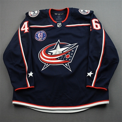 Dean Kukan - Game-Worn Jersey w/ Rick Nash #61 Retirement Night Patch - March 5, 2022