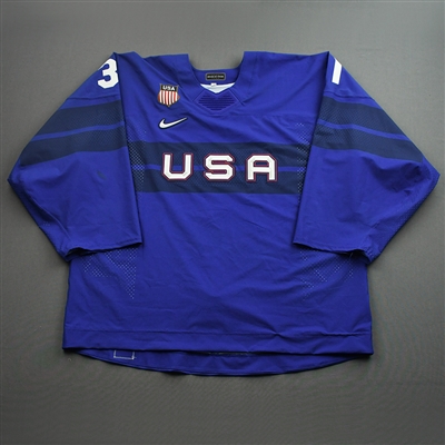 Strauss Mann - Game-Worn Mens 2022 Olympic Winter Games Beijing Jersey (Back-Up Only) - February 13, 2022 vs. Germany