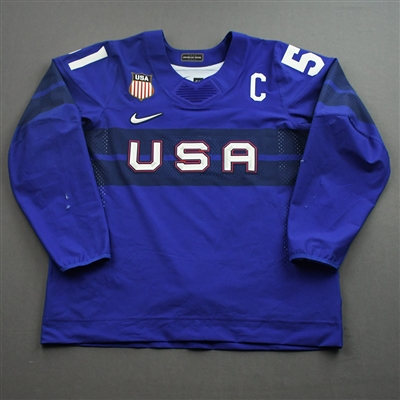 Andy Miele - Game-Worn Mens 2022 Olympic Winter Games Beijing Jersey w/C - February 13, 2022 vs. Germany