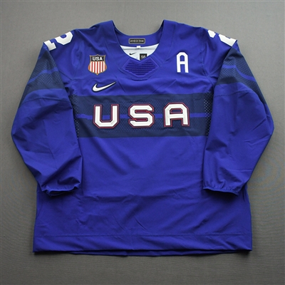 Lee Stecklein - Game-Worn Womens 2022 Olympic Winter Games Beijing Jersey w/A - February 8, 2022 vs. Canada & February 11, 2022 vs. Czech Republic in Quarterfinals