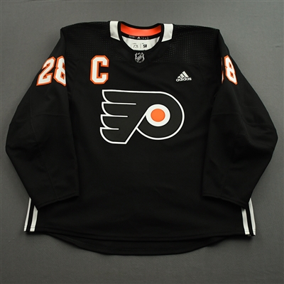 Kevin Hayes - Warm-up Worn Black w/C Giroux 1000th Game Jersey - March 17, 2022
