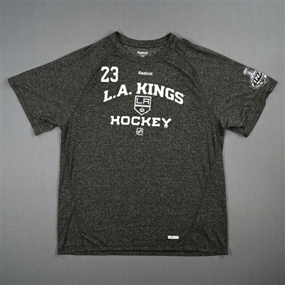Dustin Brown - Player-Issued Grey Practice T-Shirt - Stanley Cup Final Logo - 2012 Stanley Cup Finals