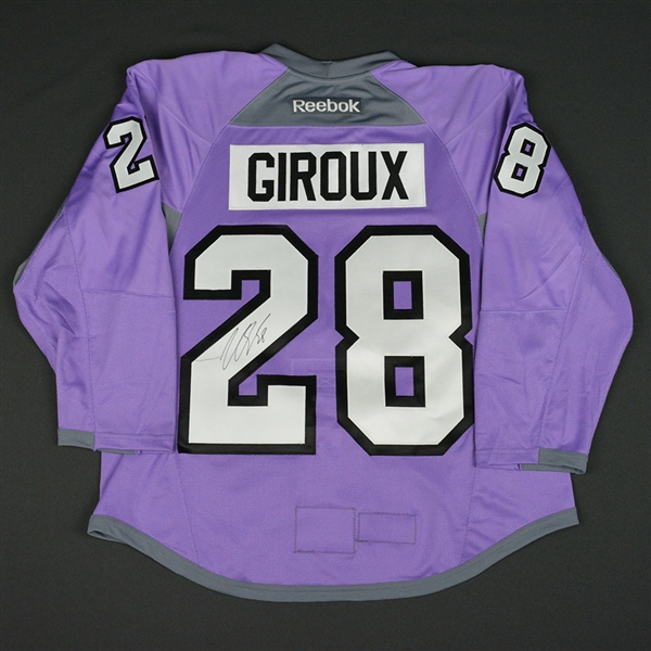 Claude Giroux - Philadelphia Flyers - Hockey Fights Cancer Warmup-Worn Autographed Jersey  w/C