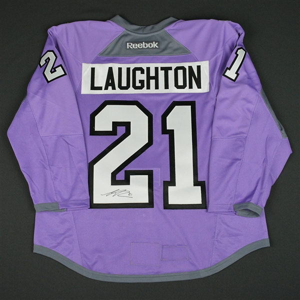 Scott Laughton - Philadelphia Flyers - Hockey Fights Cancer Warmup-Issued Autographed Jersey 