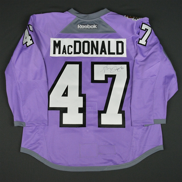 Andrew MacDonald - Philadelphia Flyers - Hockey Fights Cancer Warmup-Worn Autographed Jersey 