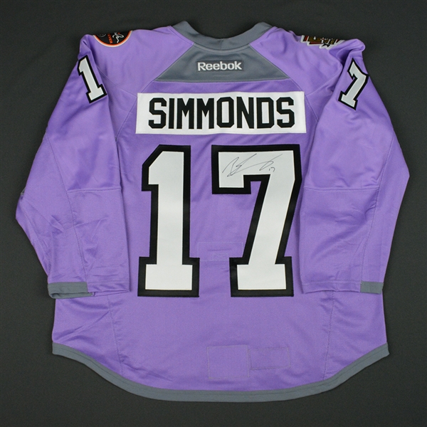 Wayne Simmonds - Philadelphia Flyers - Hockey Fights Cancer Warmup-Worn Autographed Jersey w/A