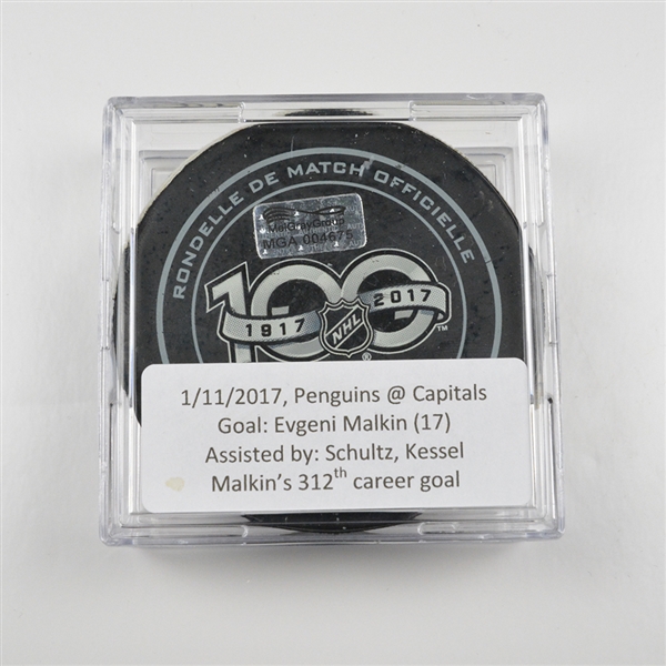 Evgeni Malkin - Pittsburgh Penguins - Goal Puck - January 11, 2017 vs. Washington Capitals (Capitals Logo)