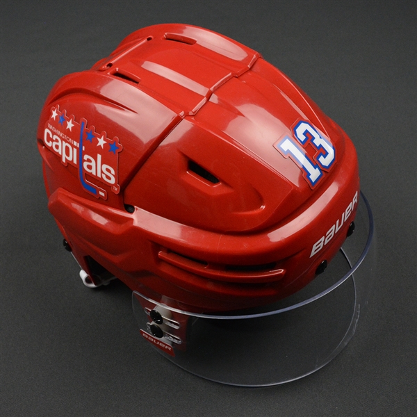 Jakub Vrana - Washington Capitals - 2016-17 Game-Worn Red Third Helmet  
